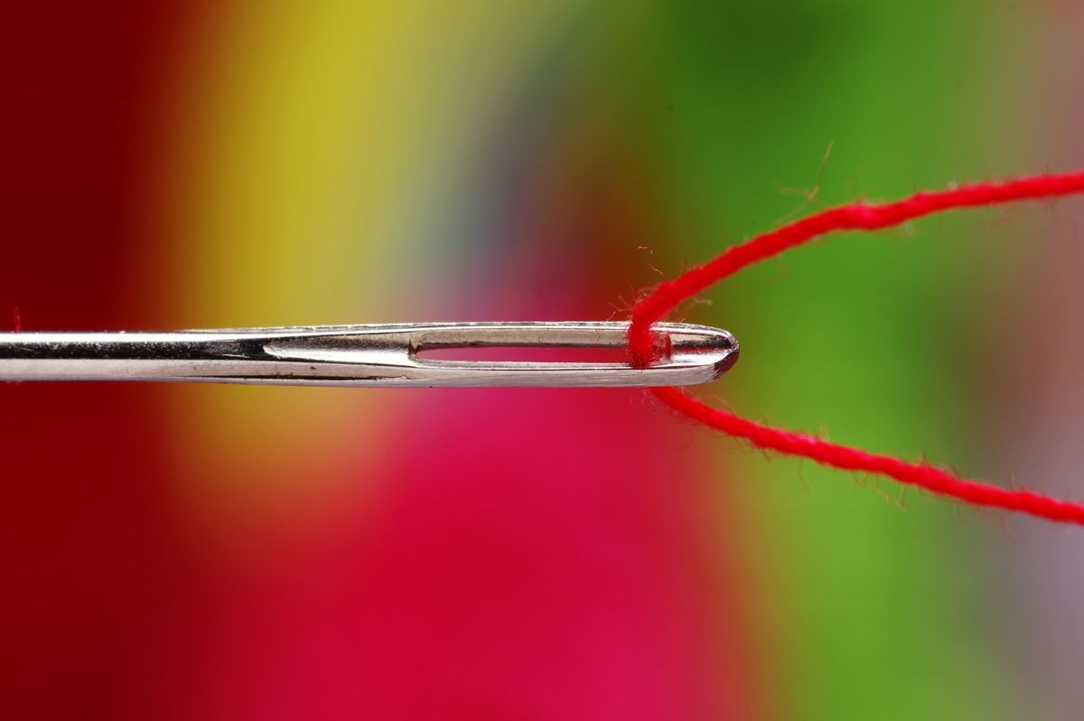 Needle and thread for patch sewing